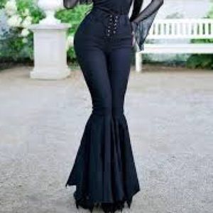 KILLSTAR NYTE MYSTIC TROUSERS - black bell bottoms SIZE L LARGE